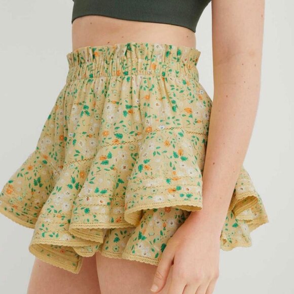 Aerie Flounce Floral Yellow Women's Skort Size Large - Picture 1 of 6
